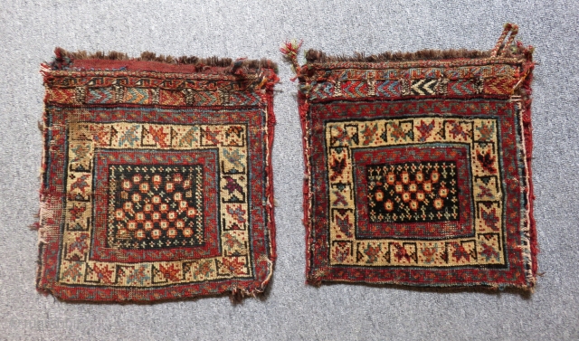 Antique Two Pieces Shahsaven Bagface Size.33x32 Cm 32x31 Cm                        
