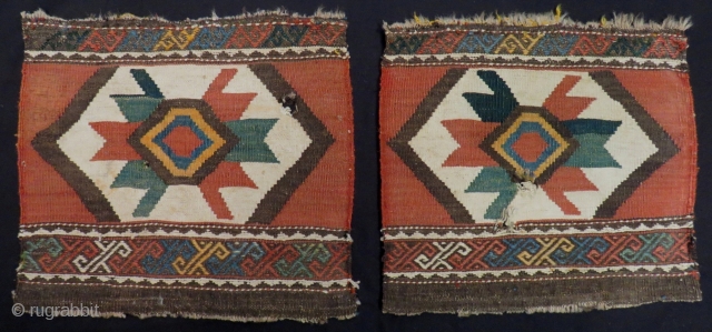 Antique Caucasian Kilim Bagface Two pieces Size.44x40.44x40cm                          