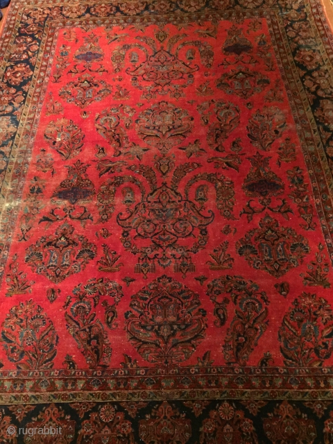 Very fine, Late 19th century Kashan,
Manchester Wool, a rare example of its kind 
In as found Condition Circa 9' X 11'
            