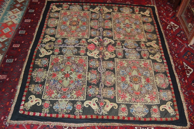 Beautiful old 19th century Rescht, resht embroidery, in great condition, very rare pattern, lovely piece size about 150/150.               