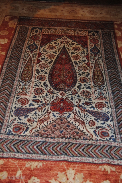 Beautiful Old Kalamakar, Qalamkar, Persian in very good condition, signed, backed with very nice old 19th century Russian cotton              