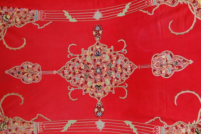 Beautiful 19th century resht embroidery panel in great condition. Embroided on red felt, 200/110 cm, very fnie embroidery.               