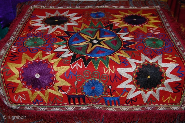 Beautiful Old Uzbek Lakai end of 19th century, great condition, good colours, fine embroidery                   