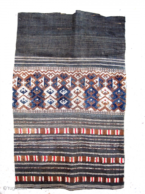 -QI LI MINORITY,HAINAN ISLAND,SOUTH CHINA,-TUBE SKIRT.-COTTON SILK AND FIBRE -SHOWING ANCESTOR FIGURES,EARLY 20TH CENTURY.                   