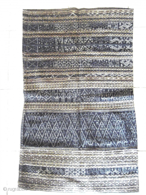 --MEIFU LI MINORITY, HAINAN ISLAND CHINA, -WOMANS COTTON INDIGO IKAT TUBE SKIRT.

 (-the main image  of the skirt is shown slightly over-exposed in order to highlight the intricate detail of this  ...