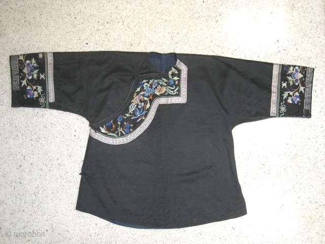 'Tu-jia' Minority, Songtau county. Guizhou province, South China, Womans tunic. Silk embroidery on satin base with cotton indigo lining Est.early 20th century.           