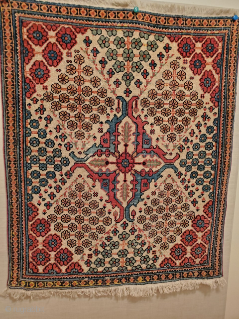   This post is for a  Joseghan  poshti , or area  rug .  great color and composition. the white background is stunning . The trefoilate octagonal quadrants  ...