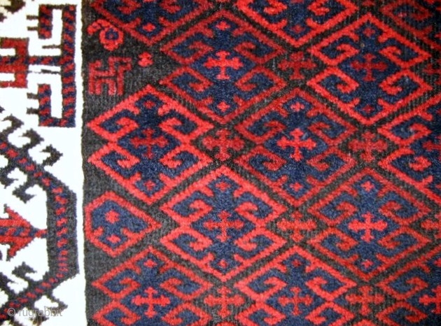 Baluchi rug circa 1900, 3'2' x 5'8" in over-all excellent condition with some minor corrosion of the brown. High color saturation with exceptional wool.         