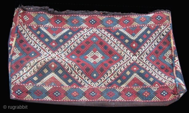 Azerbaijan/So. Caucasus, E. Anatolia? brocaded bedding bag, late 19ty C.,sides approx. 34" x 21", ends approx. 16" x 21",  bottom approx. 17" x 34", Excellent condition except multiple small repairs to  ...