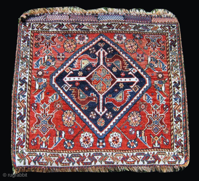 Qashqai Bag Face, Late 19th C.  24" x 26".  Well proportioned drawing of the birds and a open, pleasing composition. No repairs, excellent condition. Please contact me directly at rsorugs@hotmail.com 