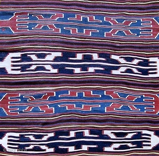 Caucasus: Antique Karachopt kilim, late 19th/turn of the century, 6' x 10.2"  A rare and beautiful banded kilim.  The unusual palette featuring all natural dyes  produces a warm, rich  ...