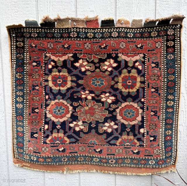 Rare Kurdish bag face, circa 1875, 31" x 36" featuring a large, well drawn Mina Khani design. Excellent condition without repair. Please contact me directly at rsorugs@hotmail.com