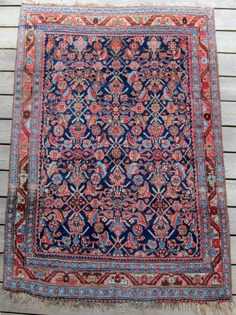 Late 19th C. Persian Bijar, 5'5" x 3'9", Excellent condition, all natural dyes, wool foundation.  Picture taken in full sun.  Ready for many more years in your home!   