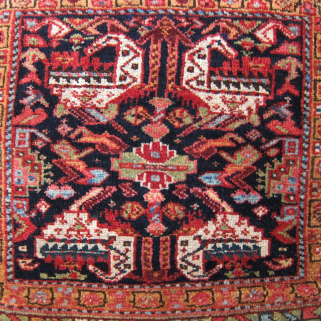 Sanjabi Kurd bag face, circa1900 2' x 2'6".  This is one of the best examples of the type that I've see.  The field elements are well drawn, unlike many that  ...