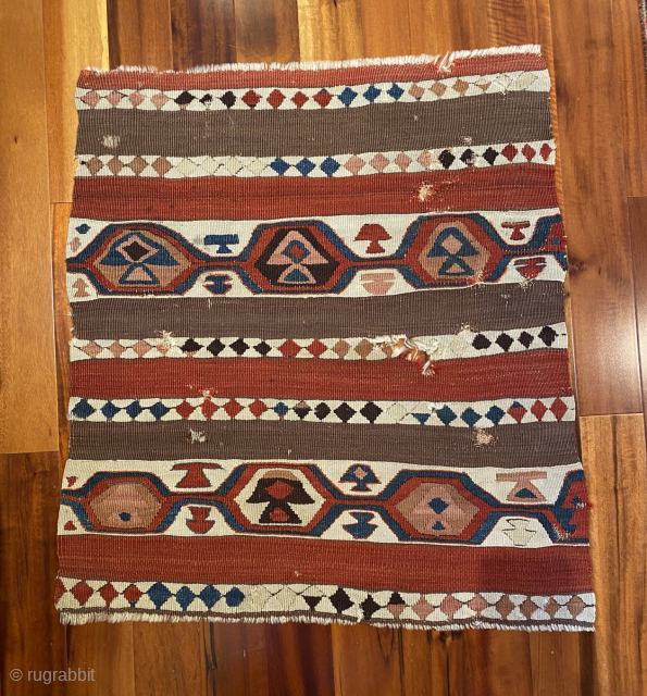 19th C. E. Anatolian kilim fragment, 28" x 30"  Even as a fragment, this kilim shows an attractive proportionality.  The colors are clear and warm.  If you don't have  ...
