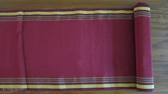 Turkmen hand loomed silk fabric in 2 pieces: 12" x 16' and 12" x9'3"                   