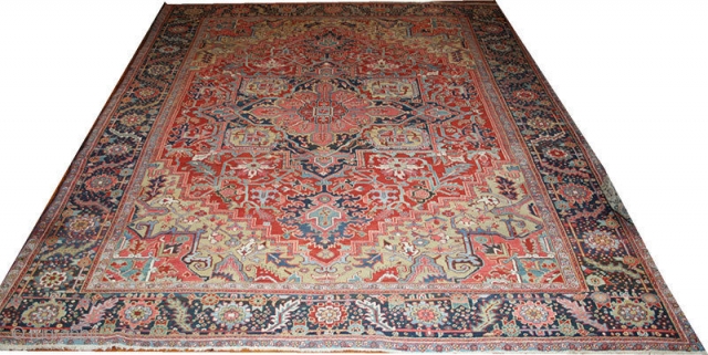 A Magnificent antique Persian Heriz from 1910.It is in phenomenal condition with an absolute nice size 10'-8" x 13'-4",which fits in 11' x 13' size category, that is an odd size, and  ...