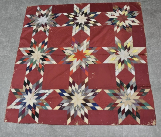 Antique Sioux native American Indian quilt, ex Carl Laszlo 
Ca. 160x160                      