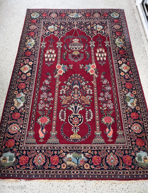 Antique Ghaliche Kashan killer red ground pillar design top condition
2000€ or BO plus shipping                   
