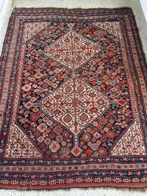 Antique Khamse Qashqai rug in top condition, lovely graphics excellent colors
155x205
850€ plus shipping
Contact: WhatsApp +49 1523 4681016