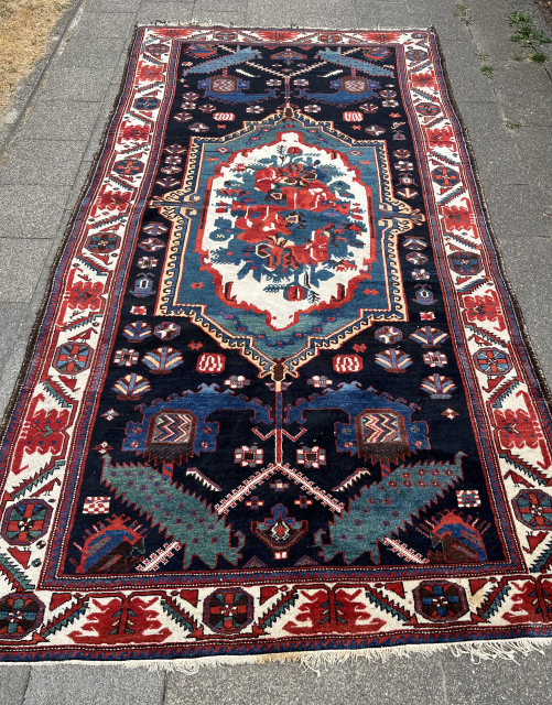 Good looking Bakhtiari rug intriguing graphics great condition just needs minor tlc on both ends. 
155x300
میانه بختیاری مرسوم به نقش اسکندر
950€ plus shipping 
 Contact:  slip_knot_982@yahoo.com or WhatsApp +49 1523 4681016 