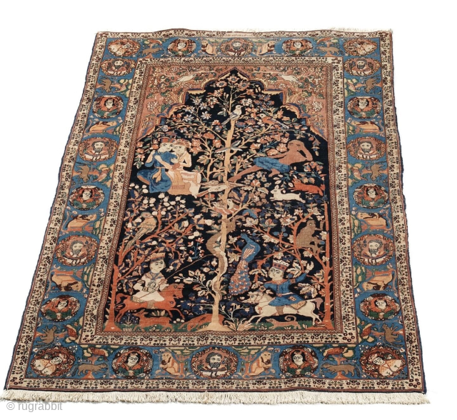 Figural rug inspired by Kashan & Kirman Persian rugs inscribed Kabul
190x140
                      
