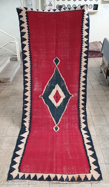 Exquisite bijar kilim with minimalistic design,
Circa 1940 , size 300 * 116 cm                    