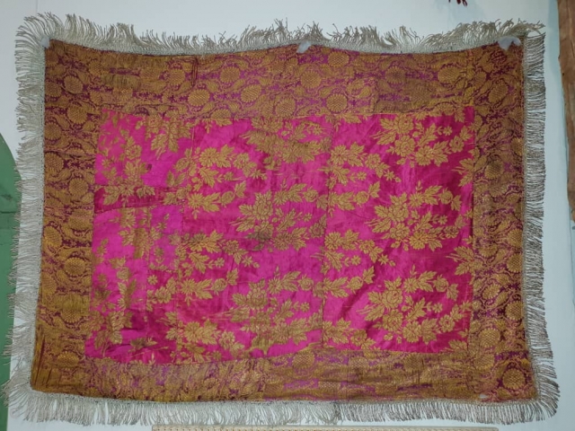 Hundred years old zari bafi textile,silk
With silver threads                         