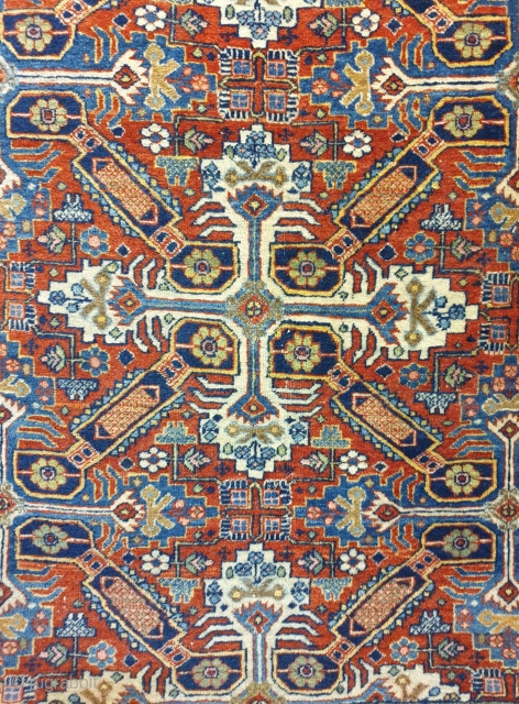 An amazing rug with zeikhur pattern , interestingly is that the rug is woven in Kashan of iran , weaving density is high.
The condition is excellent considering the age , circa 1940  ...