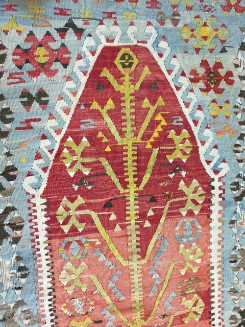 West anatolian prayer kilim,tree design in center,early 19th century ,natural sharp colours,  measures 200 * 138                