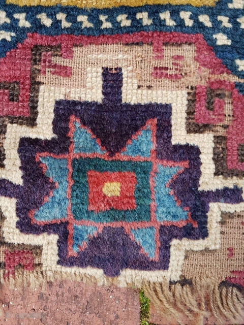 Mid to early 19C Caucasian Kazak rug fragment, 80cm x 48cm. 

Outstanding wool and COLOUR !!! 

                