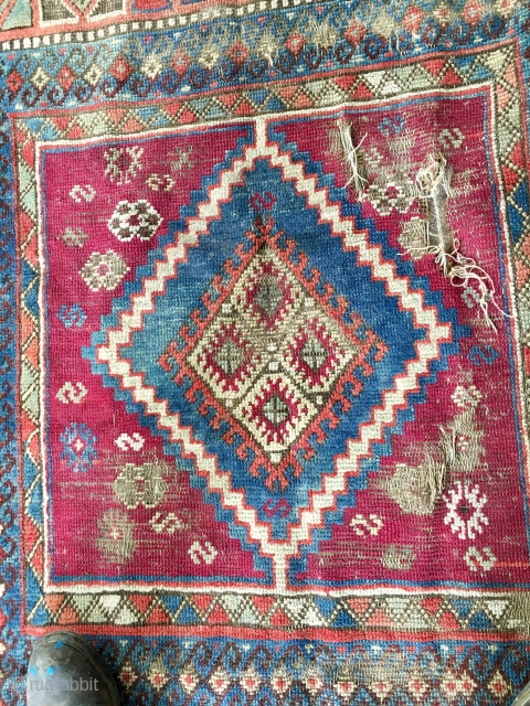 Anatolian early C19th  Rug  196 cm  *120 cm      All wool  damaged and reduced
Pay PayPal or BACS transfer   postage included    ...