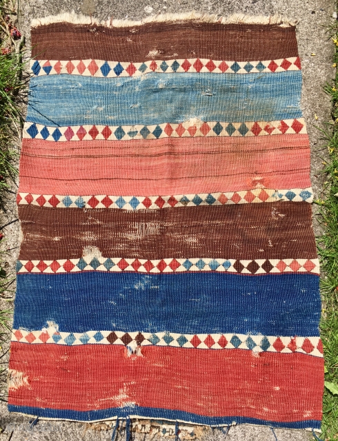 Anatolian kilim possibly fragment 90 * 67 centimetres
good colours for wool  condition as seen
Pay PayPal or BACS transfer   postage included   for UK only  
 
  