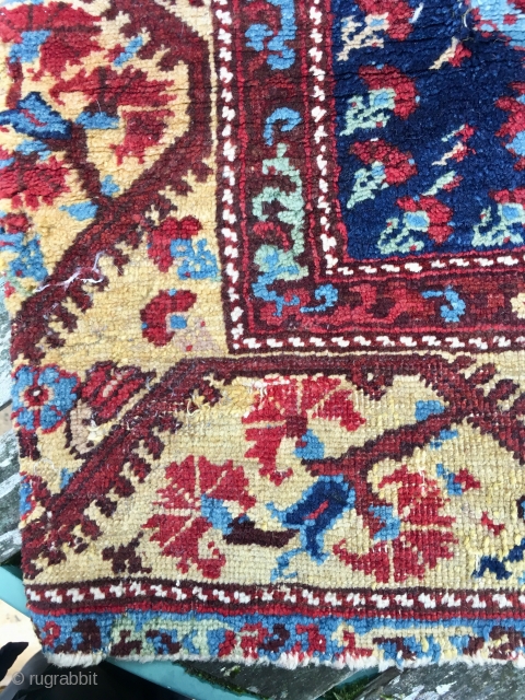 Anatolian Khula rug fragment 50*59 cm circa 1800
fabulous rich colours and lustrous pile
conserved round the edges
Pay PayPal or BACS transfer   postage included   for UK only  
  