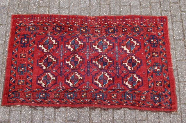 antique middle Amu Darya tribal Ersari Turkoman chuval 171 x 96 cm (5ft 8" x 3ft 2") mid 19th century. All natural dyes. Condition: good, evenly medium to low pile with minor  ...