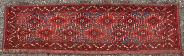 Antique Ersari Bashir animal trapping 166 x 47 cm (5ft 6" x 1ft 7") 2nd third 19th century. All natural dyestuffs. Condition: good, evenly good low pile, original "zig zag" multiple woven  ...