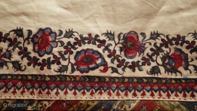 A pair of Indian Kalamkari chintz, 19th century.
The piece might be made for prayer like the one which was embroidered in Kerman.
The condition is excellent with original glaze, lined with English chintz.

Size:  ...