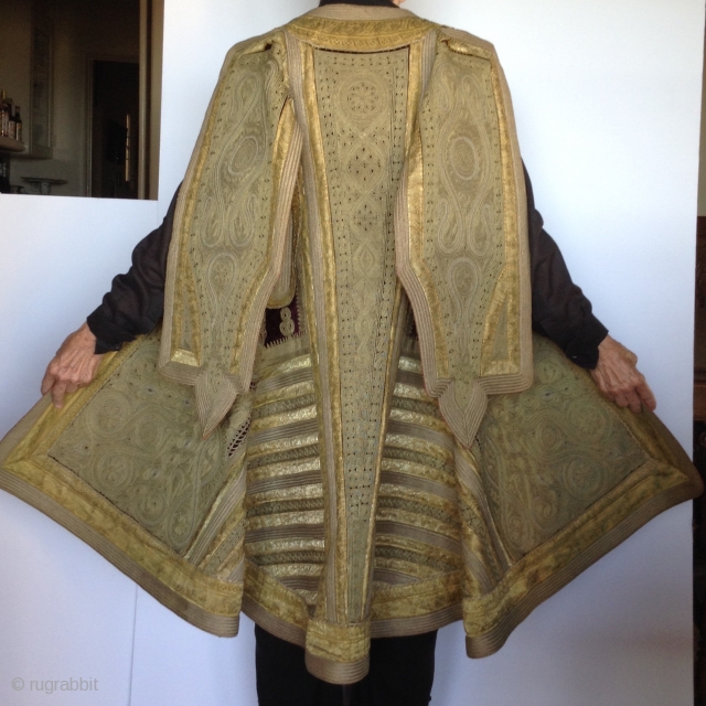 This is a coat from Albania which was part of the Ottoman Empire before the First World War.  The Gold couching work is typical of the Turkish style which was very  ...