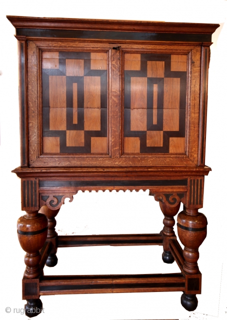 ( Kunst Kabinet - Art Kabinet) my mistake, it is a much more rare writing desk  - late 17th century, Dutch.
Oak and ebony. Used to store small art collections. 
high 156  ...