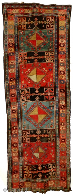 Antique, West Anatolia, 110 x 300 Cm. - 3.6 ft.x 10 ft. 
Wool on wool. Brilliant and natural colors. 

Afshari and other nomads migrated in the 18th century and later to this  ...