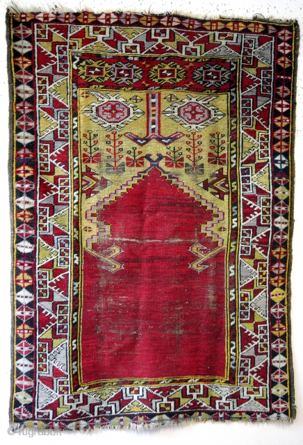 Prayer rug, Karapinar, late 19th century. 
150 x 93 Cm's. 5 ft x 3ft 1". 
Wool on wool. 
              