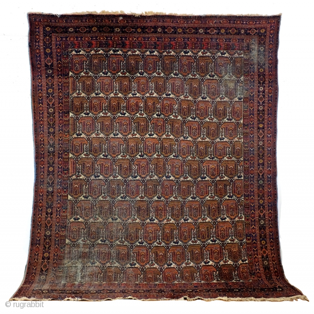 Large Afshar, 274 x 225 Cm. 9.1 feet x 7.5 feet. 
Worn right top corner and left bottom corner. 
Rare size.            