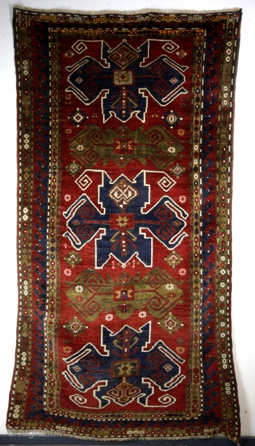 KAZAK, Lori Pampak, dated 1917. Signed MUSTAFA. 
High pile, thick, great wool.
Original sides and headings. 
148 x 290 Cm's. 5 feet x 9 feet 8 inch. 

      