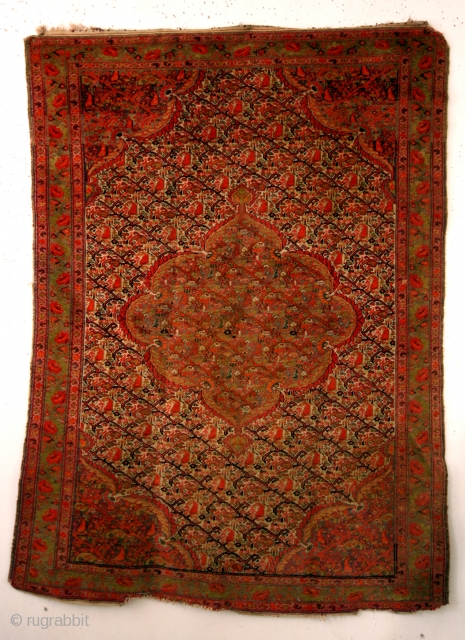 Great Senneh, 190 x 135 Cm. 
Early 20th century. 
Fine knotted, great colors. 
Some wear in the headings. 
Thin, cripy details. 
Washed, clean.          