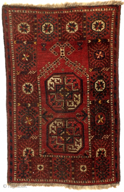 Ersari Beshir, 112 x 72 Cm. Antique. 
White wool warp.                       