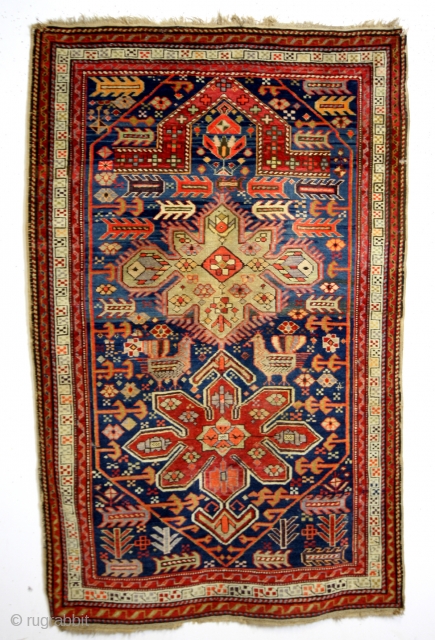 Kazak, Armenian prayer rug, Lampa district. 
1890 - 1910. 
In great condition. 
Original and intact sides and headings. 
155 x 97 Cm. 
great abrash. 

5 ft 2 inch x 3 feet. 


 