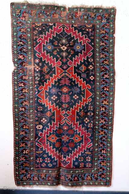 Karabach, 1880 - 1900, 225 x 125 Cm's. 
Worn, with great colors. 
                    