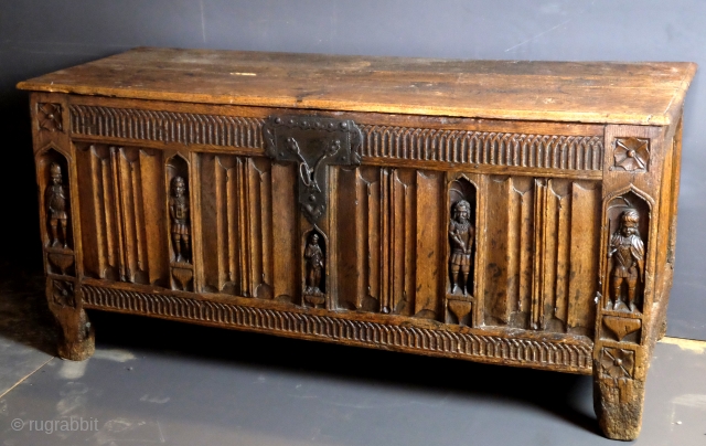 Gothic chest, oak, 14th century. 
long 144 Cm. high 67 Cm. deep 55 Cm. 
please ask.                 