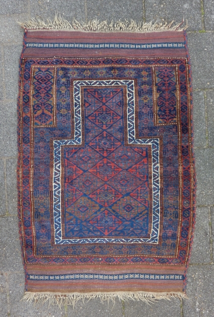 Baluch prayer rug, 138  x 92 cm., good pile, all natural dyes, no repairs.                  