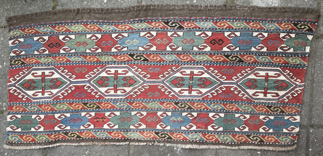 Shahsavan mafrash panel, 2nd half 19th c. 106 x 48 cm.
Excellent condition, all natural dyes with cotton whites. € 400.- + shipp.
Info at : robvanwieringen@telfort.nl